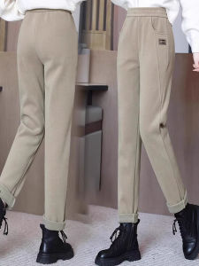 Thickened Fleece High Waist Straight Leg Casual Warm Womens Harem Pants Autumn Winter New Style Comfortable Slim Fit Trousers