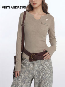 Slimming Waist-Shaping Womens Long-Sleeve T-Shirt U-Neck