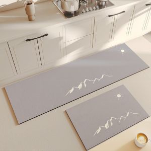 Diatom mud kitchen floor mat anti slip oil proof absorbent mat non washable erasable dirt resistant easy to maintain