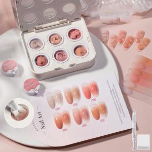 6 Colors Cushion Gradient Painting Gel Pink Ombre Patting Gel Polish UV/LED Blush Blooming Aura Manicure Gel Nail Polish Tool