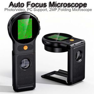 500X Magnifier Electronic Digital Microscope 2.0inch Display Screen 2MP Handheld Folable Mignifying Glass Video Microscope 8Leds