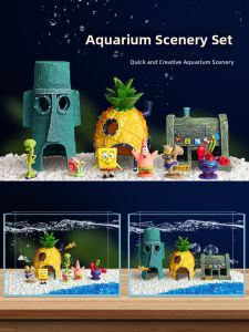 CHONGXIAOSHUAI | Aquarium Decor Coral Ornament Cartoon Hiding House Set