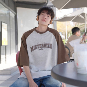 เสื้อยืดแขนสั้นผู้ชาย GOGOSOON ทรงหลวม สไตล์ญี่ปุ่น ฤดูร้อน 2023 เสื้อเชิ้ตคอกลมแขนสั้นลายตัวอักษรแบบลำลอง