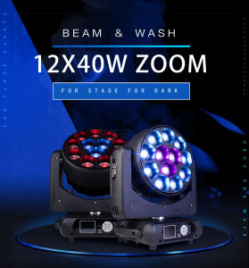 Original!!! SHEHDS LED Beam Wash 12x40w RGBW Moving Head Light Bee Eye ZOOM Lighting for Disco Ball Dancing Lights DJ Equipment Church Theater Wedding