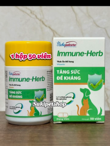 IMMUNE-HERB - HỘP 50 VIÊN - THỰC PHẨM BỔ SUNG BETA GLUCAN VÀ VITAMIN HỖ TRỢ PHỤC HỒI SỨC KHỎE NÂNG CAO SỨC ĐỀ KHÁNG CHO CHÓ MÈO