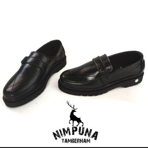 Sepatu loafers terbaru pria gesper full black