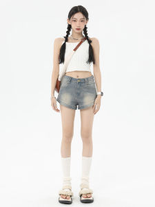 High Waist A-Line Short Jeans Womens Thin Elastic Streetwear Hot Pants Summer Fashion plus Size Cotton Polyester Spandex Blend