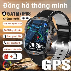 Đồng Hồ Thông Minh Thể Thao Quân Sự Dành Cho Nam Giới Cuộc Gọi Bluetooth Ngoài Trời Theo Dõi Huyết Áp Máy Đo Oxy Trong Máu IP68 Chống Nước Có Đèn Pin Theo Dõi Sức Khỏe