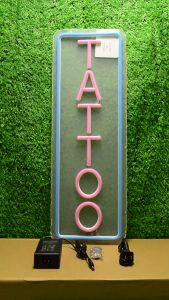 ป้ายไฟ LED อะคริลิค TATTOO สำหรับร้านตีนักเตะ แบบเสียบปลั๊กไฟ ตกแต่งร้านสไตล์มินิมอล