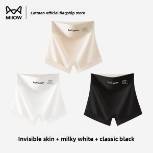 MiiOW | Cat Woman Safety Pants Womens Seamless Ice Silk Flat Angle Bottom Underwear High Waist One Piece Antibacterial Nylon Fabric