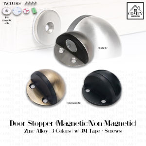 Zinc Alloy Anti-Rust Floor Stop Door Stop Stopper Half Moon Mounted 3M Tape/Screws Magnetic/Non-magnetic