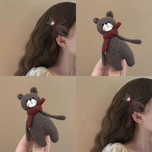 Cute Bear Cartoon Fabric Hair Clips Side Clips Autumn Winter Fashion Hair Accessories Korean Style Brand RuiXi Hair Grips