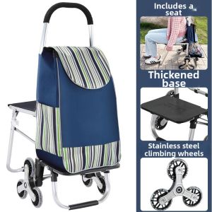 MEISITEKEKE | Foldable Portable Shopping Cart With Seat