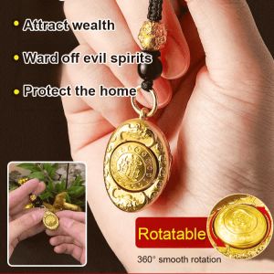 2025 Chinese Zodiac Keychain Pendant Gold Yuanbao Turn Brave Charm Gold Round Treasure Guardian Attract Wealth Guardian转转十二生肖钥匙扣
