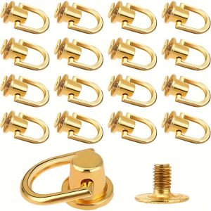 D-Ring Rivets with Screw Backs for Leathercraft - Metal Fasteners for DIY Handbags Wallets Crafts