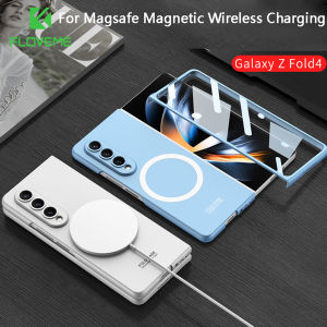 [With Screen Film] FLOVEME Luxury Ultra Thin Magsafe Phone Case For Samsung Galaxy Z Fold 6 Fold 5 Fold 4 Fold 3 5G With Front Screen Film Wireless Charging Hard PC Back Cover For Galaxy Z Fold 6 5 4 3