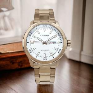 ĐỒNG HỒ NAM CHÍNH HÃNG Citizen NH8373-88A Automatic Dress Watch White Dial Rose Gold Case & Stainless Steel For Men