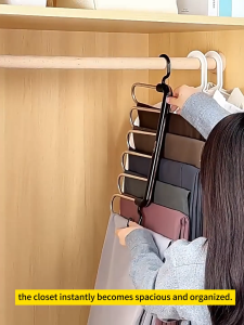Multifunction Pant Hanger Pants Hanger Anti Slip Muitifunctional Pants 6 IN 1 Foldable Pants Foldable Anti-Slip Multifunctional Pants Hanger – Holds Multiple Pants Space-Saving 多功能裤架