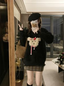 plus Size Red Loose V-Neck Sweater Womens Autumn Winter Style Christmas New Years Clothing Knitted Top Commute Style Slim Fit