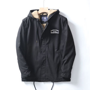 Retro American Thickened Lamb Velvet! Autumn Winter Mens Outdoor Hooded Warm Versatile Casual Cotton Jacket Trendy