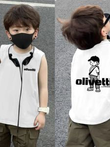 Áo Thun Bé Trai Mùa Hè Cộc Tay Không Tay Cotton Vải Bông Thời Trang Thời Trang Đường Phố Quần Áo Tinh Khiết Áo Gile Bông Em Bé Thích Hợp Cho Lứa Tuổi 2-14 Tuổi