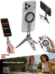 Magnetic Phone Tripod Metal Cell Phone Mount Grip with 1/4" Threads 270° Adjustable Phone Holder Mini Pocket Tripod