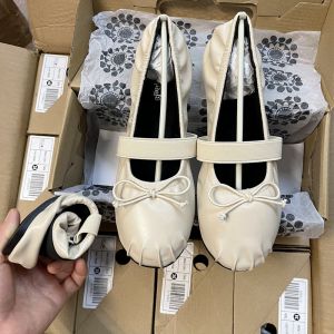 น้ำหนักเบา รองเท้าส้นเตี้ยบัลเล่ต์ ผู้หญิง ยืดได้ สายคล้อง ปมผีเสื้อหัวกลมด้านล่างแบน ลำลอง รองเท้ารองเท้าสบายสําหรับใช้ประจําวัน