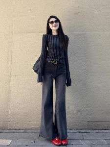 Retro Striped Knitwear Womens Slim Fit Inner Shirt Top High Quality Knitted Sweater Autumn Season Popular Fashionable Base Layer