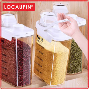 Locaupin Kitchen Storage Rice Dispenser Storage Box Food Dispensers Pet Food Container