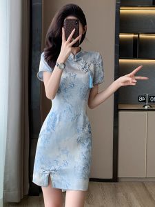 SUYE | Summer Cheongsam Skinny Short Womens Dress