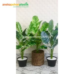 Pohon Artificial Pohon Plastik Daun Musa Florida X18 Semi Latex Cover Pot Anyaman Eceng Gondok Pajangan Dekorasi Ruangan Rumah Aesthetic
