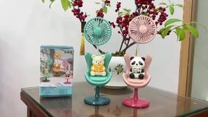 Quạt Mini Sạc USB Hình Gấu Hoạt Hình Sáng Tạo 3 Tốc Độ Quạt Điện Cầm Tay Cho Ghế Sofa Bàn Làm Việc Tại Nhà Văn Phòng Làm Mát