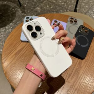 CrashStar MagSafe Liquid Silicone Soft Shockproof Phone Case For iPhone 16 15 14 Pro Max Plus 13 12 11 Pro Max Wireless Charging Phone Cover Fashion Simple Solid Color Skin-friendly Casing Shell With Full Cover Glass Camera Lens Film Protection