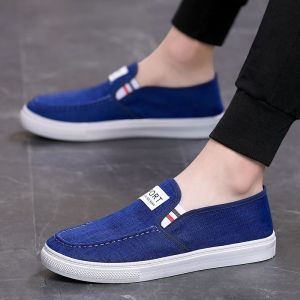 Trendy Shoes New Arrival Men Denim Canvas Shoes Slip-on Male Student Shoes Casual and Comfortable Old Beijing Linen Board Shoes