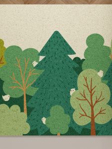 Thảm Lót Cửa Nhà Xanh Rừng Cao Cấp Có Thể Cắt Thảm Lót Chống Mài Mòn Bằng Sợi Vòng Thảm Lót Chống Bùn Thảm Lót Sàn Nhà