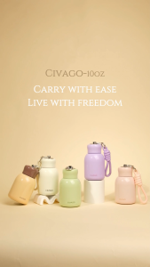 CIVAGO(10oz/300ml)Mini Vacuum Flask Stainless Steel Cute Portable Pocket Water Bottle for Women Stylish