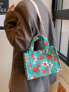 Gentlewoman Niche Style Cute Cartoon Canvas Bag Female 2024 New Arrival Casual Shoulder Crossbody Tote Bag