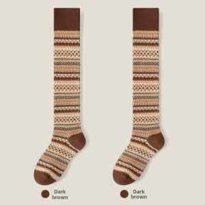 miiow | Warmth Cotton Compression Leg Socks Womens Autumn Winter Style Retro High Tube Long Stockings MiiOW Cat Person Britsh Style