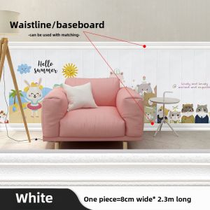 Waterproof 3D Self Adhesive White Baseboard Wall Stickers Background Wall Window Sill Door Frame Edge Trimming Home Decor
