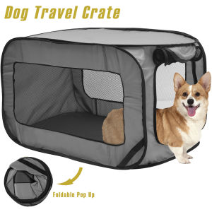 Dog Travel Crate Portable Pop Up Dog Crate with Zipper Mesh Door Foldable Small Dog Seat Kennel for Indoor Outdoor Puppy Cat