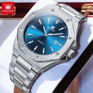 OLEVS 3613 Quartz Men Fashion Watch Gift Stainless Steel Watchband Round-dial Wristwatch Calendar