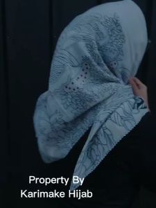 (COD) HIJAB SEGI EMPAT VOAL MOTIF BUNGA TERATAI BARU LC