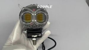 （Aneka Point）12-24V Lampu sorot LED eksternal sepeda motor Burung Hantu Warna-warni Lampu depan super terang berkedip cahaya kuning dan putih dari jauh dan dekat