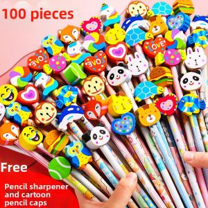 Jia Jia Stionery | Cute Cartoon Pencils with Erasers 100 Pieces