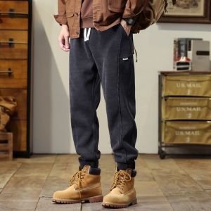 ROMON | Romon Mens Corduroy Pants Winter Thickened Sweatpants Loose Sports Fleece Casual Long Trousers Youthful Vitality Style