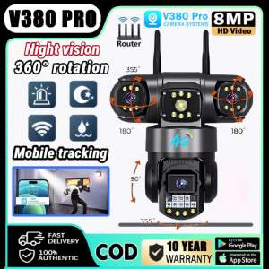 V380 PRO Three Lens CCTV Camera Outdoor No WIFI Needed Waterproof 4G Surveillance HD View Auto Tracking PTZ IP Camera