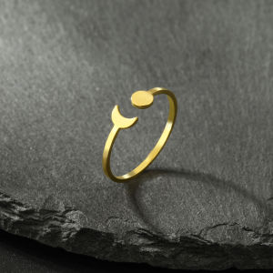 Skyrim Hollow Solid Sun Moon Stainless Steel Open Ring Womens Girls Fashion Minimalist Birthday Gift Jewelry Gift New Wholesale