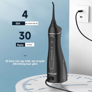 Máy Tăm Nước Nha Khoa Cầm Tay 200ML Với 4 Chế Độ 4 Đầu Phun Sạc Lại Được Dùng Để Làm Sạch Răng Chăm Sóc Răng Miệng Điện Tử Cho Người Lớn