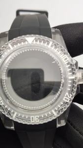 Green Luminous 40mm Transparent Acrylic Watch Case with 20mm Rubber Strap Set for NH35/NH36 Movement Clear Watch case nh35