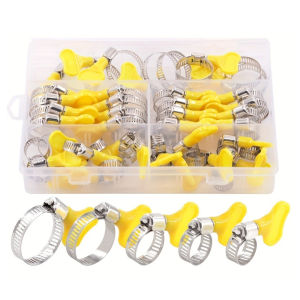[Chinatera Flagship Store] 48 Piece 8-29mm Thumb Screw Hose Clamps Assortment Kit Key-Type Stainless Steel Worm Gear Hose Clamp Adjustable for Home Brewing Plumbing